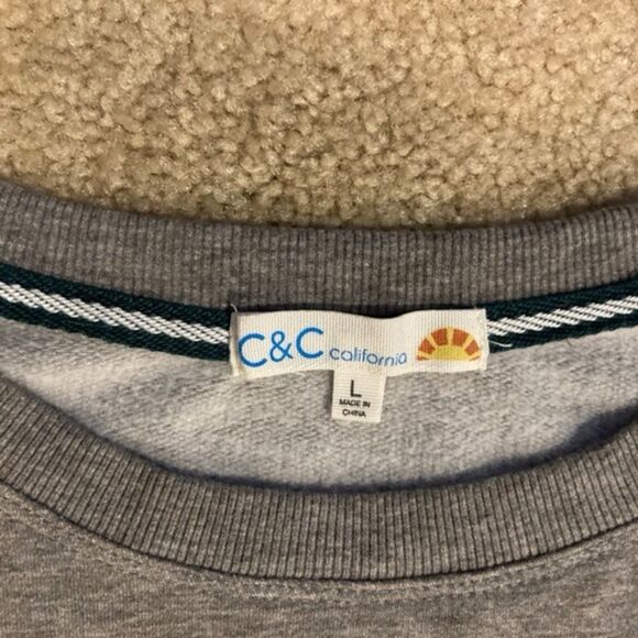 C&C California Oversize Soft Grey Crewneck Sweatshirt Shopping Crew Large - Picture 3 of 8